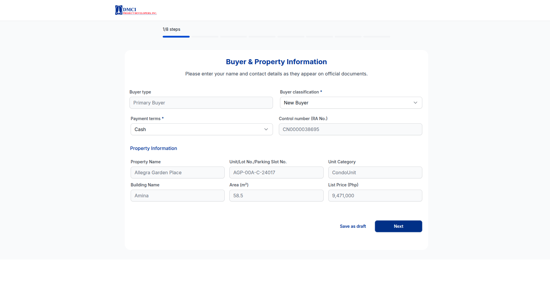 DMCI Sales - Reservation Agreement (RA) Form